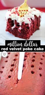 · once baked, poke holes all over prepared cake with the back of a wooden spoon. Christmas Poke Cake Yummy Cakes Velvet Cake Recipes Red Velvet Poke Cake