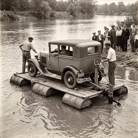 1930s DIY Amphibious Car Conversion Using Wooden Raft and Propeller