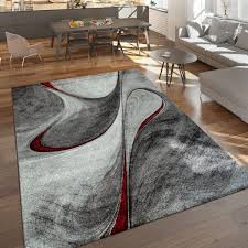 Hier finden sie viele moderne teppiche von bekannten marken. Kurzflor Teppich Abstraktes Design Rot Grau Teppichcenter24
