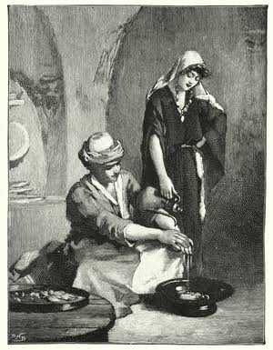 图像The Famine in India, Women grinding Corn (engraving) by English School, (19th century)