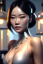 Lexica - Digital illustration of AI, humanoid girl, pretty!!!!! , full  view,Asian,nude, face of Zhang Ziyi, in a laboratory , trending on  artstation,...