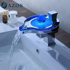 Faucets, shower heads, tub fillers, towel bars, towel rings Bathroom Basin Faucets Led Light Chrome Polish Waterfall Spout Deck Mount Single Modern Bathroom Faucets Bathroom Sink Faucets Bathroom Sink Faucets Waterfall