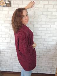 Free shipping on all orders $35+. Burgundy Knitted Coat Women Soft Cardigan Chunky Knit Cloak Etsy