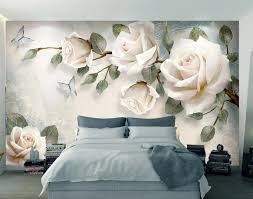 A comfortable bed and soft cozy bedding are important. Customize Wall Mural Mural Wallpaper Floral Wallpaper Bedroom Wall Wallpaper