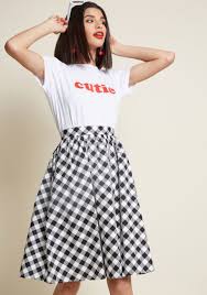 Black And White Checkered Skirt Outfit Ideas Summer Charming Cotton Skirt With Pockets In Gingham Cotton Skirt Skirts With Pockets Checkered Skirt