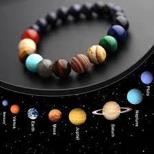 Oito Planetas Talao Pulseira Masculina Universo Pedra Natural Yoga Chakra Pulseira Para A Joia Do Sistema Solar Eight Planets Bead Bracelet Male Universe Natural Stone Yoga Chakra Solar System Bracelet For