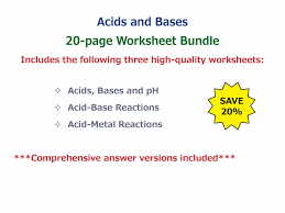 What acids and bases acid: Acids And Bases Worksheet Bundle Teaching Resources