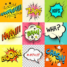 From font design to balloon placement, sound effects, signage, title page and publication design, the creators of the world's greatest comic book fonts cover every conceivable aspect of comic book lettering. Comic Book Expressions A Set Of Comic Book Speech Bubbles And Expression Words Vector Illustration Royalty Free Cliparts Vectors And Stock Illustration Image 44283412