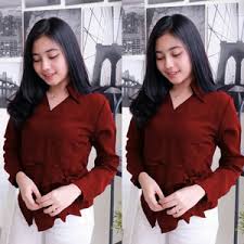 Baju rajut wanita rajut lengan pendek rajut maroon shopee indonesia from cf.shopee.co.id. Baju Atasan Wanita Blouse Lengan Panjang Modern Ryn Fashion