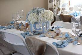 Shabby Chic Boy Baby Shower Party Ideas Photo 1 Of 21 Baby Boy Shower Party Baby Shower Centerpieces Baby Boy Shower