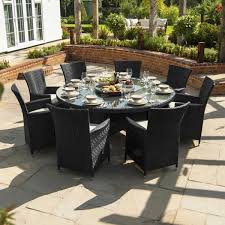 Paris 8 Seater Black Rattan Round Garden Set Outdoor Garden Furniture Outdoor Dining Furniture Garden Furniture