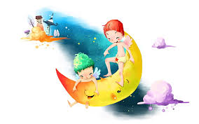 Diys gegen langeweile 4 0 einfache diy ideen f r zuhause. Kostenfreier Download Zwei Kleinkind Auf Gelbem Mond Malerei Der Himmel Wolken Fantasie Abbildung Bildschirmhintergrund Wallpaperbetter