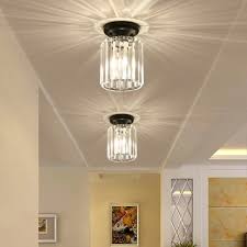 No need to compromise on quality or styling simply because you need lights that fit close to the ceiling. Clear Crystal Mini Semi Flush Mount Lighting Single Light Modern Style Ceiling Light Fixture For Hallway Takeluckhome Com