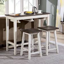 Enjoy dining in the fresh air with outdoor bistro sets. Cm3475wh Pt 3pk 3 Pc Gracie Oaks Elinor White And Gray Finish Wood Counter Height Breakfast