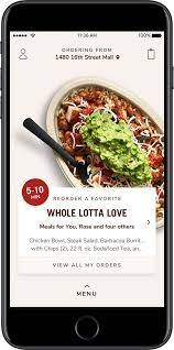 Mobile Phone Showing The Chipotle Ordering App S Home Screen Fish And Chips Menu Mexican Food Restaurants Mexican Food Recipes