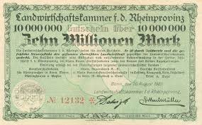 Landwirtschaftskammer Der Rheinprovinz 10 Mio Mark 1923 Deutschland Weimarerrepublik Geld Geldscheine Papiergel Notgeld Wertpapiere Geldscheine Geld