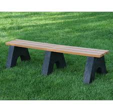 Bench Without Back 6 Ft Recycled Plastic 3 Slat Seat Portable Picnic Furniture