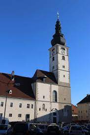Poelten, view of dom maria himmelfahrt cathedral with fresco painting zurich, switzerland. Domkirche Kathedrale Diozese St Polten