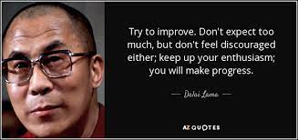 Dalai Lama Quote Try To Improve Don T Expect Too Much But Don T Feel