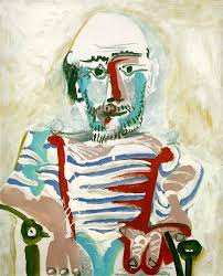 A night shot of the unnamed picasso sculpture in chicago's daley plaza. Seated Man Self Portrait 1965 Pablo Picasso Wikiart Org