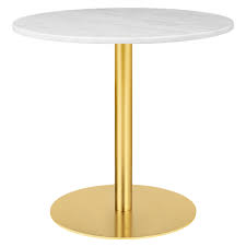This stunning table makes an upscale addition to any seating group or entertainment space. 1 0 Round Dining Table White Marble Brass Rouse Home