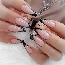 Attractive Acrylic Black Coffin Nails Designs 43 Beautiful Nail Art Designs For Coffin Nails Diva Nailsspa 736 Ig Diva Nails Designs Beau Black Nail Designs French Tip Nail Designs Coffin Nails Designs