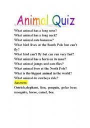 Think you know a lot about halloween? Animal Quiz Esl Worksheet By Shaluobobo