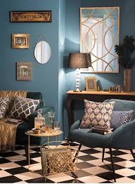 Home Decoration Ideas Blue And Gold And Glamourous Art Nouveau Patterns Milord Collection From Maison Du Mo Art Deco Living Room Interior Deco Art Deco Home