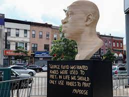 The vandalism came just days after the statue was unveiled in the city. George Floyd Memorials Vandalised In New York And New Jersey George Floyd The Guardian