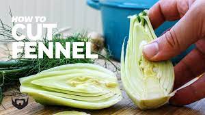 Cutting the fennel in quarters and slicing from base to stalk will give you long thin slices. How To Cut Fennel Youtube