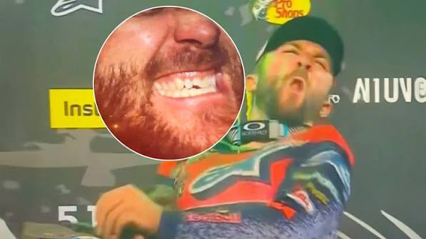 Watch: Daytona Supercross champ Eli Tomac loses a tooth to his own trophy | rova