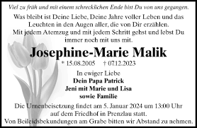Traueranzeigen von Josephine-Marie Malik