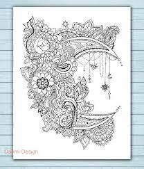 Printable Mandala Moon Coloring Page Etsy In 2020 Moon Coloring Pages Mandala Coloring Pages Coloring Pages