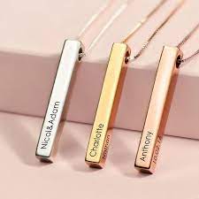 Available in 22 24 26. Free Engrave Four Sides Engraving Personalized Square Gold Bar Custom Name Necklace Stainless Steel Pendant Necklace Women Men Gift Shopee Malaysia