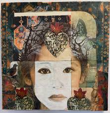 Lynbelislestudio #mixedmedia #earthshards #sanantonioart #encaustic  #vessels #handbuiltclay #assemblage #faces #encaustic collage