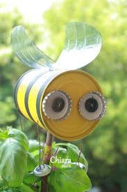 Yard Decor Bumble Bee Recycled Art Tin Can Crafts Garden Crafts Whimsical Garden
