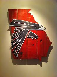 Wooden State Of Georgia With Atlanta Falcons Logo Atlanta Falcons Logo Atlanta Falcons Art Atlanta Falcons Crafts