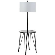 — choose a quantity of end tables with attached lamp. Safavieh Ciro 58 In Black Floor Lamp With Attached Side Table And White Shade Fll4010a The Home Depot