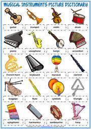 It can also be used for an extra speaking activity if students say the name o. Musical Instruments Esl Vocabulary Worksheets