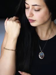 Oval garden moss agate necklace, statement necklace