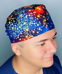 For Women Yellow Stars N The Galaxy Unsex Fancy Scrub Cap