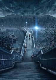 Quote, purple background, purple sky, vaporwave, golden aesthetics. Hd Wallpaper Rain Anime Night Heavy Rain Umbrella Bridge Water Trees Wallpaper Flare