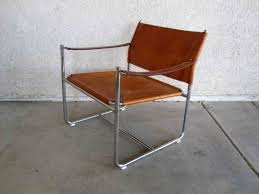 Vintage Mid Century Sling Chair In Leather And Chrome Circa 1950 S Chair Sling Chair Victorian Armchair