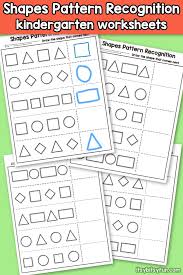 Number 0 color trace worksheet. Shapes Pattern Recognition For Kindergarten Itsybitsyfun Com