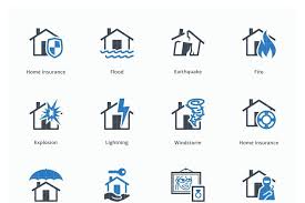 Home Insurance Icons Blue Series In 2020 Home Insurance Insurance Icon