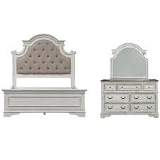 Magnolia manor antique white bedroom set. 2 Piece Bedroom Set With King Bed And Mirror Dresser In Antique White Walmart Com Walmart Com