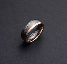 Stainless Damascus Steel And Rose Gold Mens Wedding Band Engagement Ring Commitment Ring Men S Ring Bd108 Mens Gold Wedding Band Rose Gold Mens Wedding Band Mens Wedding Rings