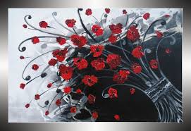 Abstract Black And White Flower Painting Reserved For Karlyn Only Abstract Floral Painting Original Abstract Flowers Red Flowers Black And Abstract Floral Paintings Floral Painting Flower Art Painting