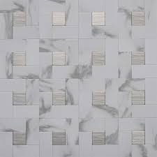 12x12 peel and stick backsplash tile for kitchen white subway tile with grey grout. Instant Mosaic 6 Pack White And Brushed Stainless 12 In X 12 In Multi Finish Metal Versailles Peel And Stick Tile In The Tile Department At Lowes Com