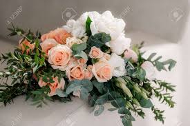 Check spelling or type a new query. Elegant Wedding Bouquet Of Fresh Natural Flowers And Greenery Stock Photo Picture And Royalty Free Image Image 144137587